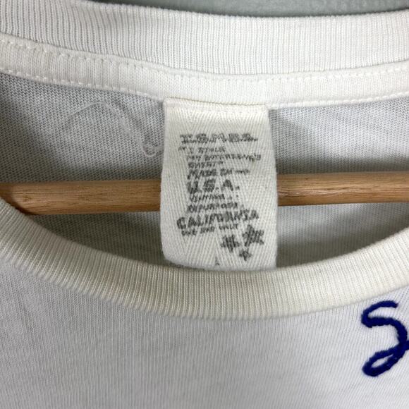 ISMBS Tee White Paint Splatter Cotton Collar Embroidered T-Shirt size Large - Picture 7 of 8